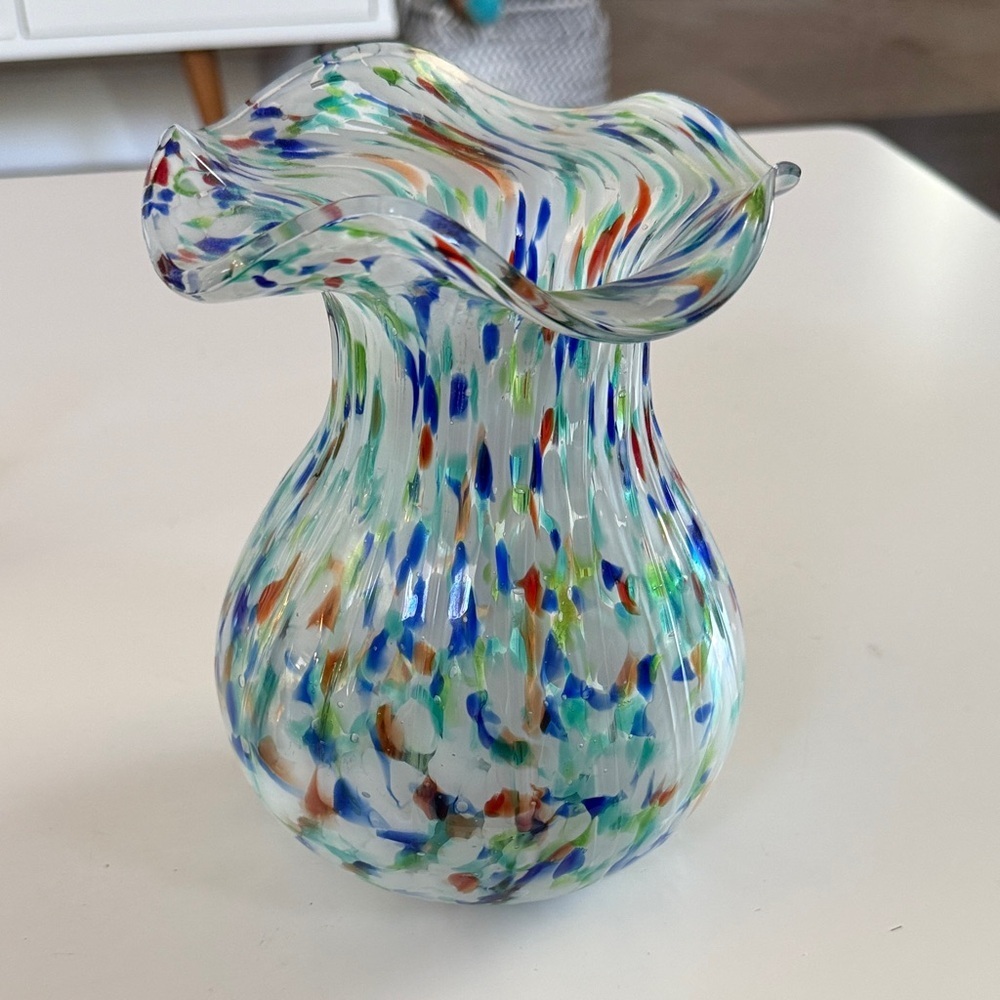 MCM colorful glass vase / Vintage Murano